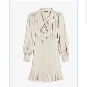 Express snakeskin tie neck dress size small NWT